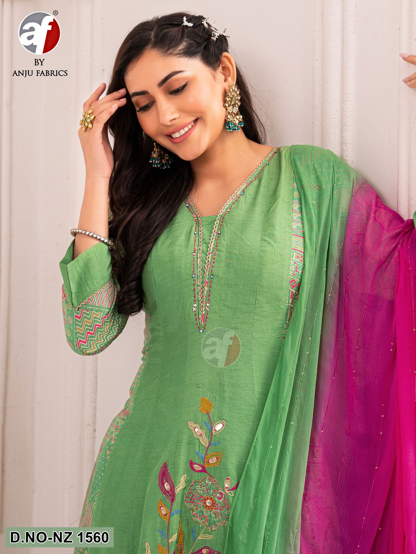 NZ 1560 By Af Dola Silk Designer Kurti With Bottom Dupatta Wholesale Price In Surat